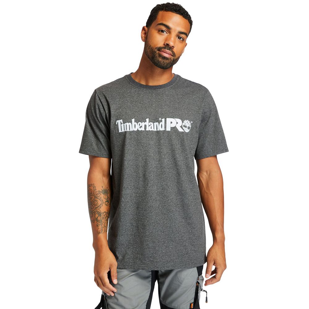 Camisetas Timberland Argentina Hombre - Pro® Short Sleeve Base Plate Wicking Logo - Gris Oscuro - ZI